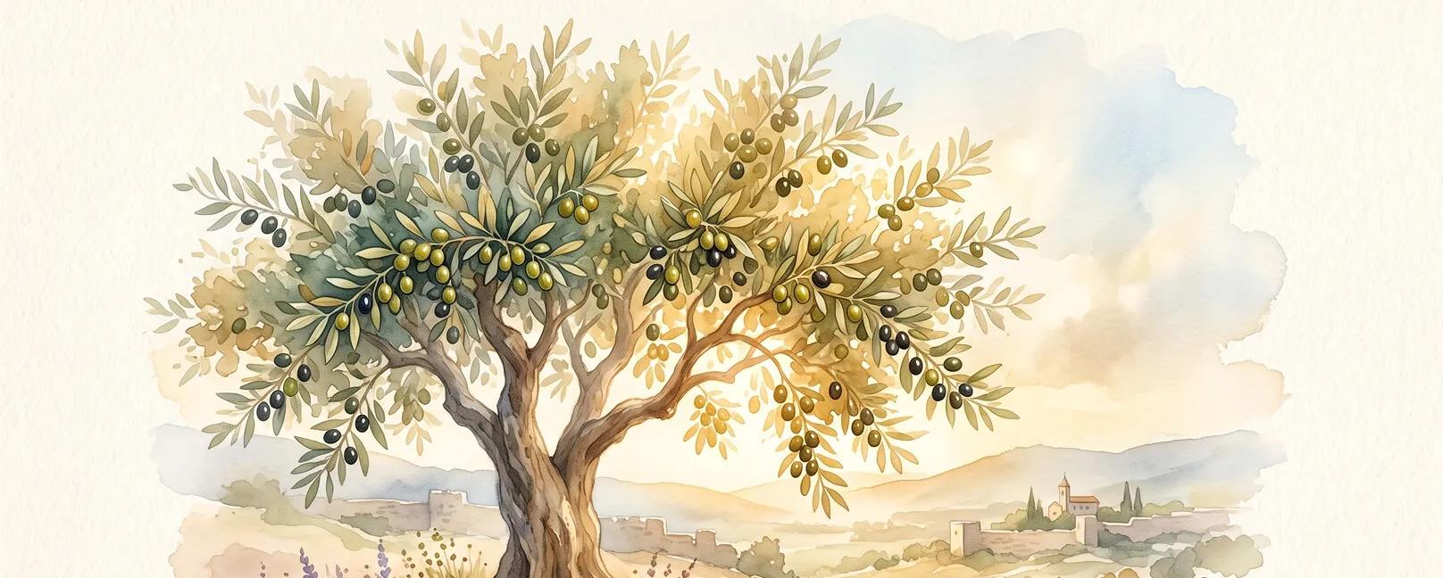 Watercolor illustration of a figure walking a golden path toward a radiant sun